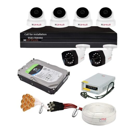 CP Plus 5MP 6Camera 8Channel DVR Combo Kit 2Bullet 4Dome