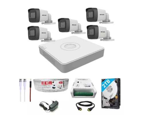 HikVision 5MP Complete Set With 5Bullet 2TB HDD 8Channel DVR